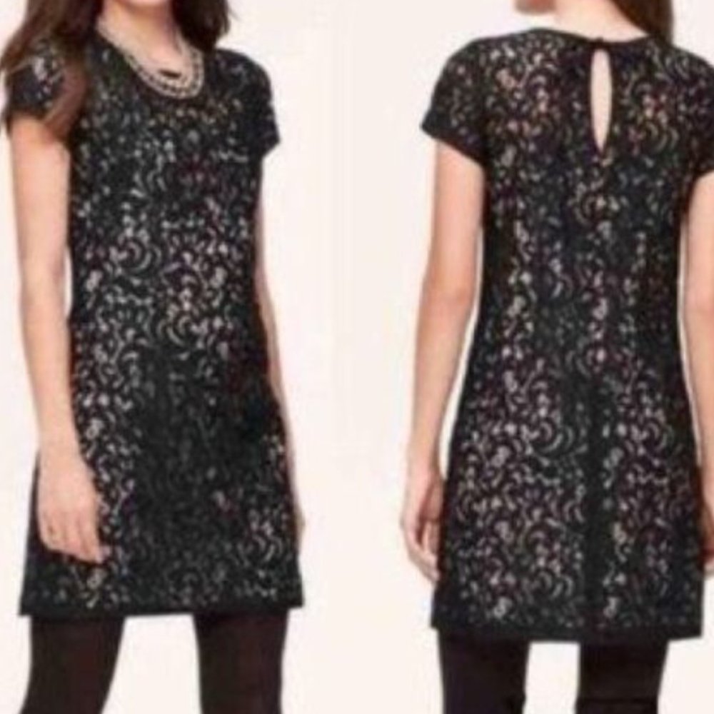 Loft black lace dress tie in back of neck size 4